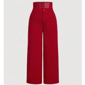 S259 Red High Waisted Pants Size 2XL NEW NWT